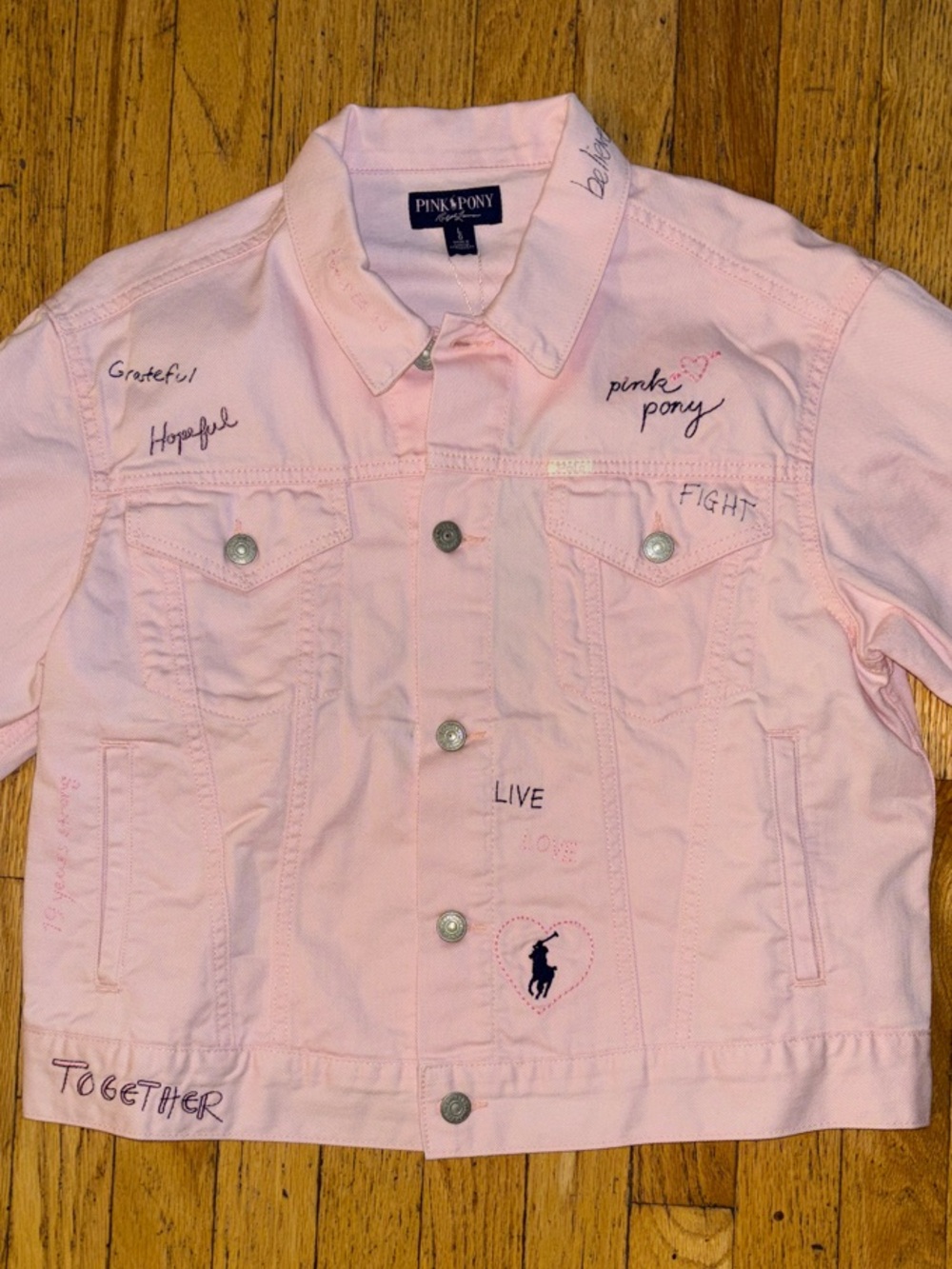 Ralph Lauren Pink Pony NWT Breast Cancer Awareness Denim Trucker Jacket - Large
